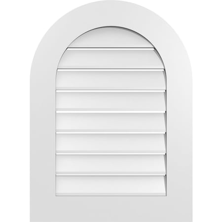 Ekena Millwork Round Top Surface Mount PVC Gable Vent: Functional, w/ 3-1/2"W x 1"P Standard Frame, 22"W x 30"H GVPRT22X3001SF